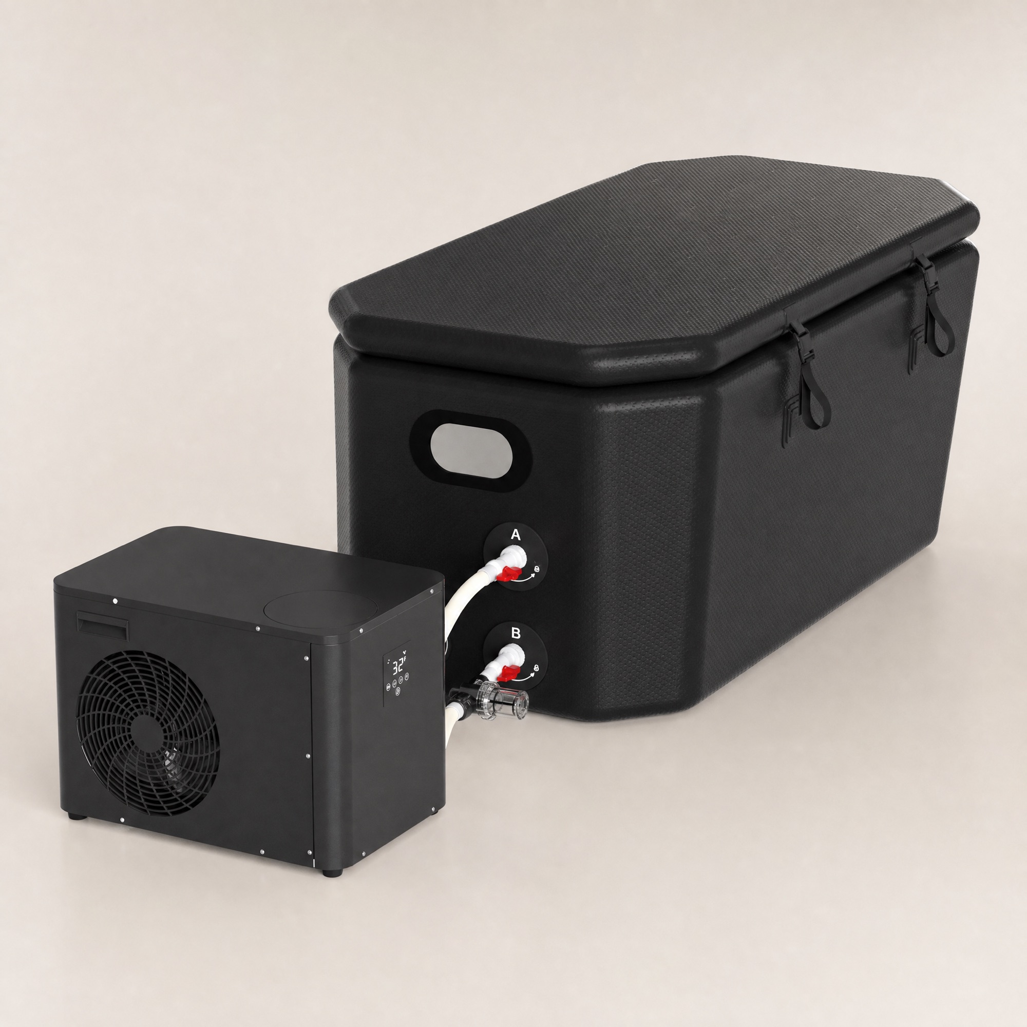 Caldrya System with black slant tub and black Pro chiller