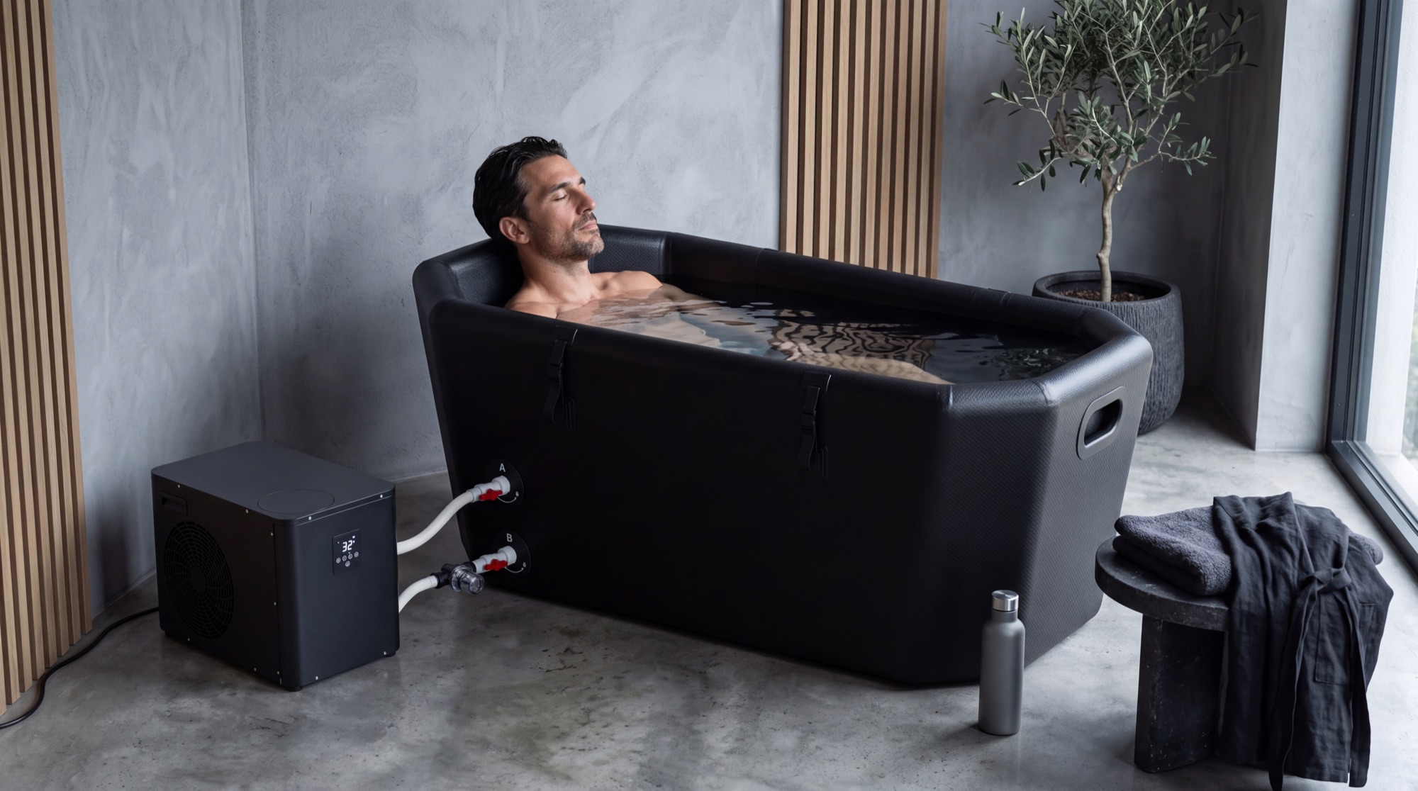 Person seated in the Caldrya System beside the Pro chiller